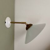 Vintage white opaline lampshade wall lamp