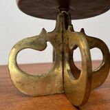 Vintage brutalist metal candle holders, 1970s, set of 2