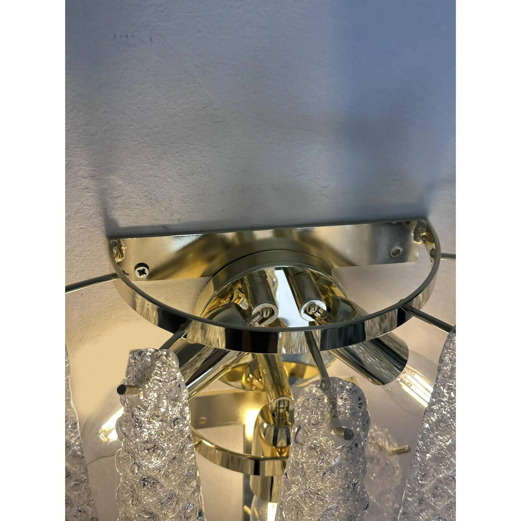 Clear “Conchiglie” Murano Glass Gold Wall Sconce by Simoeng