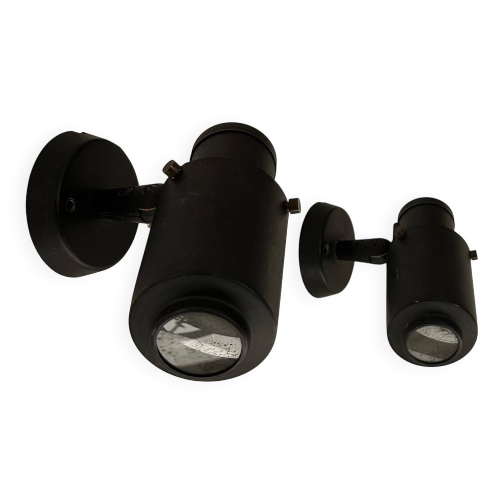 Pair of vintage Zodiac wall lights by Jacques Biny, matte black, France 1960s