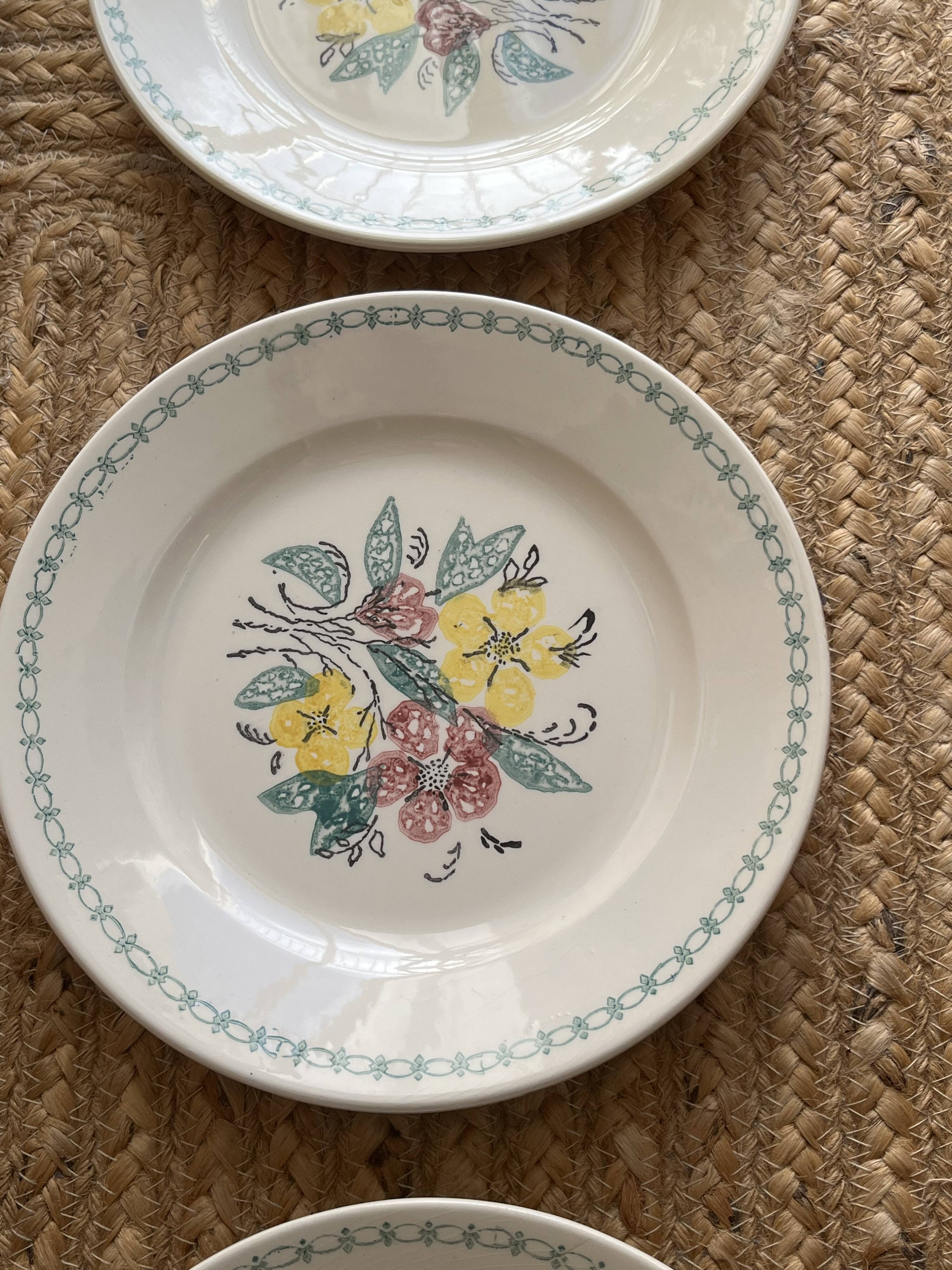 6 assiettes plates Digoin Sarreguemines années 40