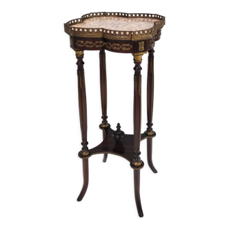 Vintage Ebonized Beech Gueridon with a Broccatello Marble Top, Italy