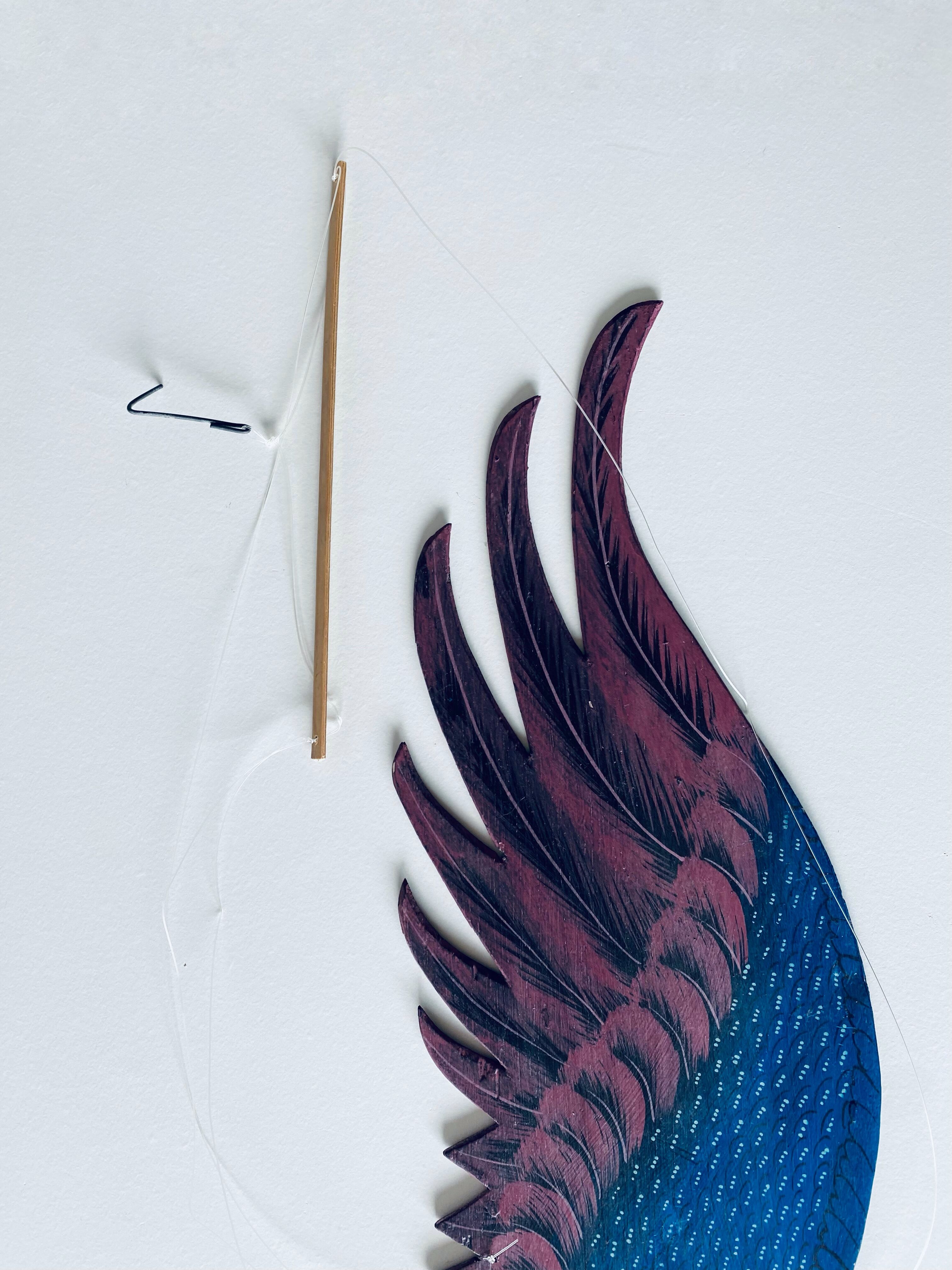 Wooden peacock to hang, mobile peacock