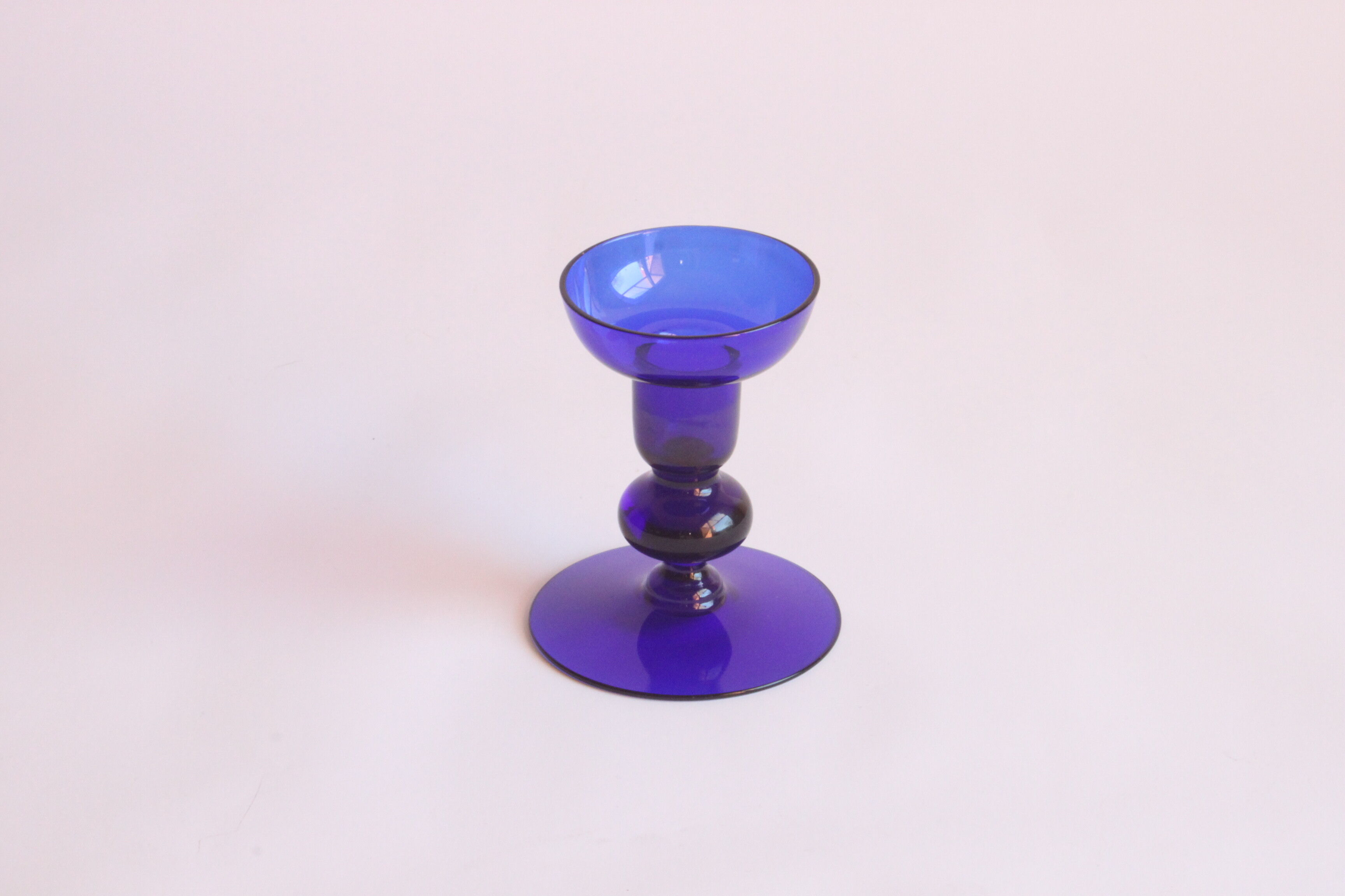 Cobalt blue scandinavian style candle stick, 1960s.