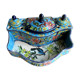 Double ink in enamels like Longwy  blue ceramic: Peonies and Bird