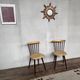 Pair of Baumann bistrot troquet chairs in yellow and brown wood