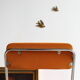 Folding chair in chrome metal and orange fabric 1970