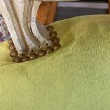 2 chaises style Louis XV en bois et velours vert