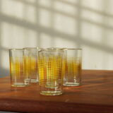 6 verres pointillés vintage jaune