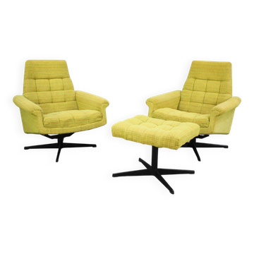 Mid-century Pair of Armchairs Stool by Morávek a Munzar, 1968s, czsk