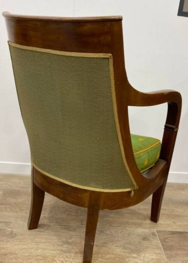 Fauteuil gondole acajou et son repose-pieds