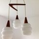 Scandinavian boomerang suspension in teak and opaline