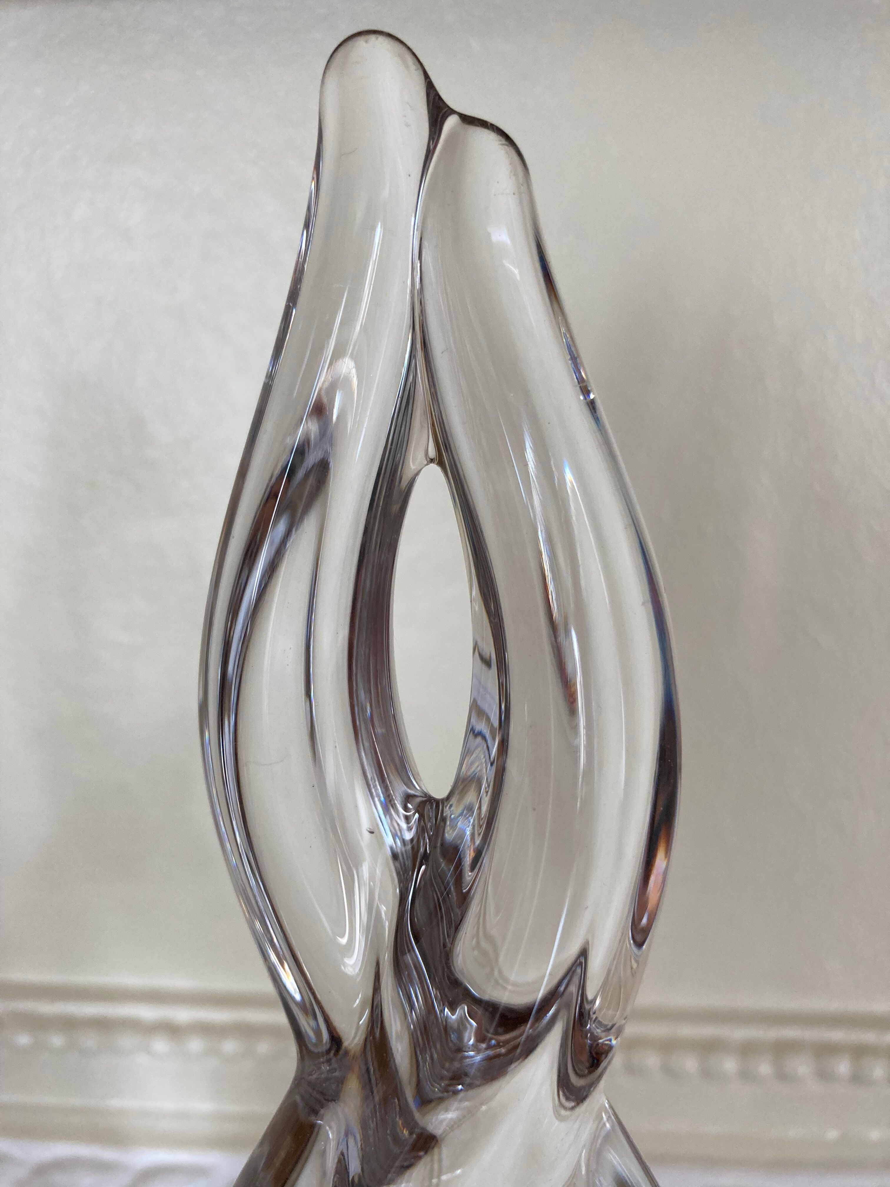 Double crystal candle holder from vannes le chatel 60s