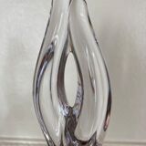 Double crystal candle holder from vannes le chatel 60s