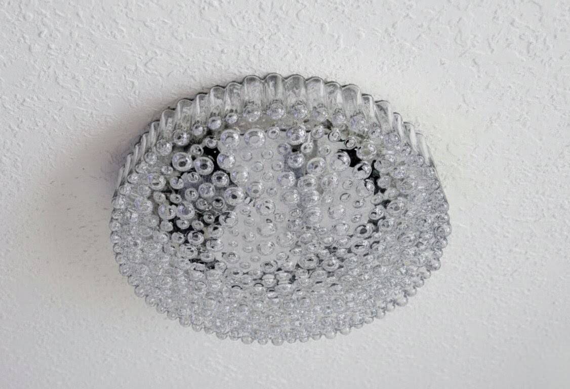 Space Age Staff ceiling light with bubbled glass