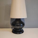 Black ceramic foot lamp and beige fabric lampshade
