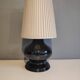 Lampe céramique noir et abat-jour tissu beige
