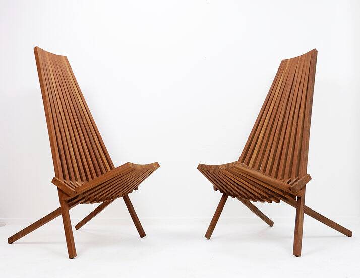 Paire de chaises pliantes en teck - intérieur extérieur