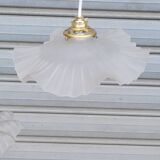 Pair of polished glass pendant lights