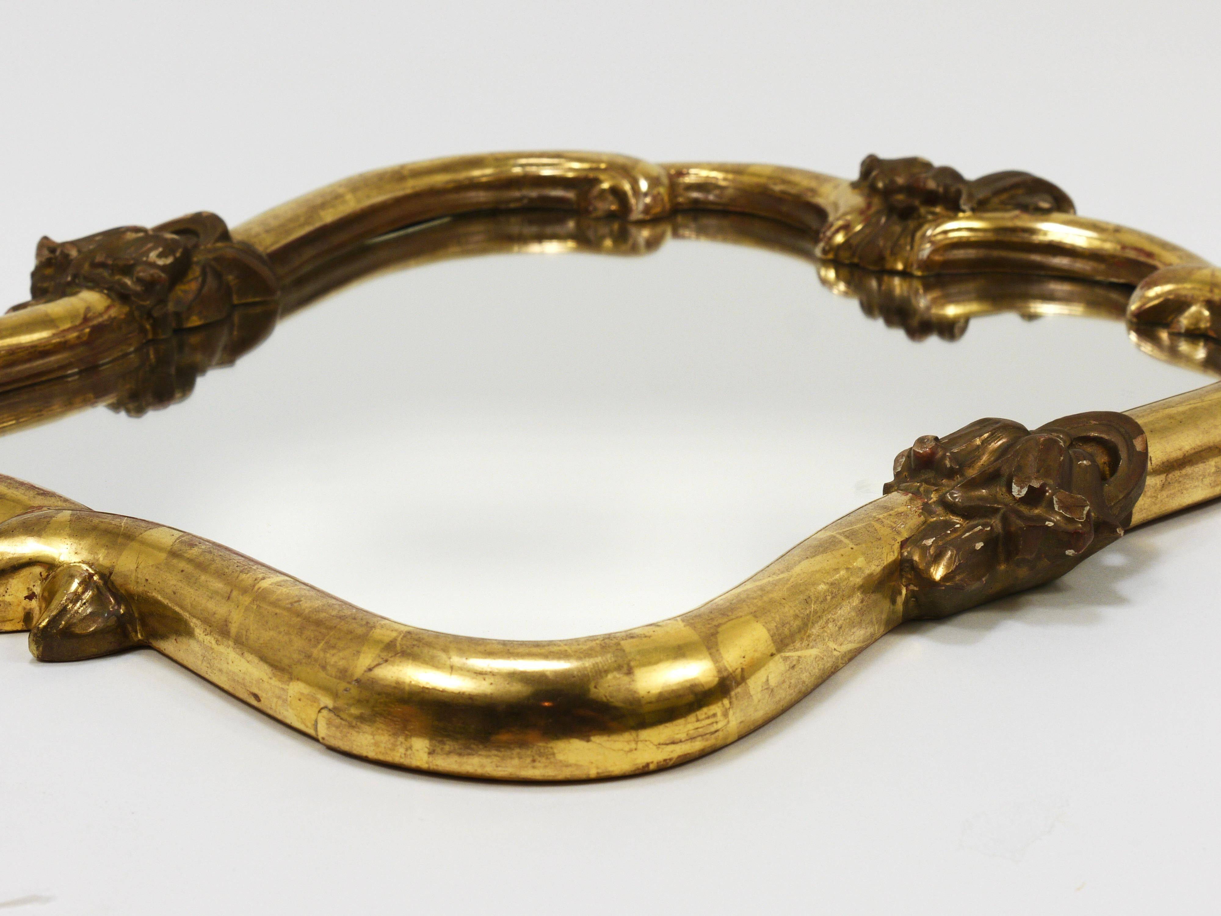 Max Welz Vienna Art Nouveau Hand-Carved Gilded Wood Wall Mirror, Austria, 1930s