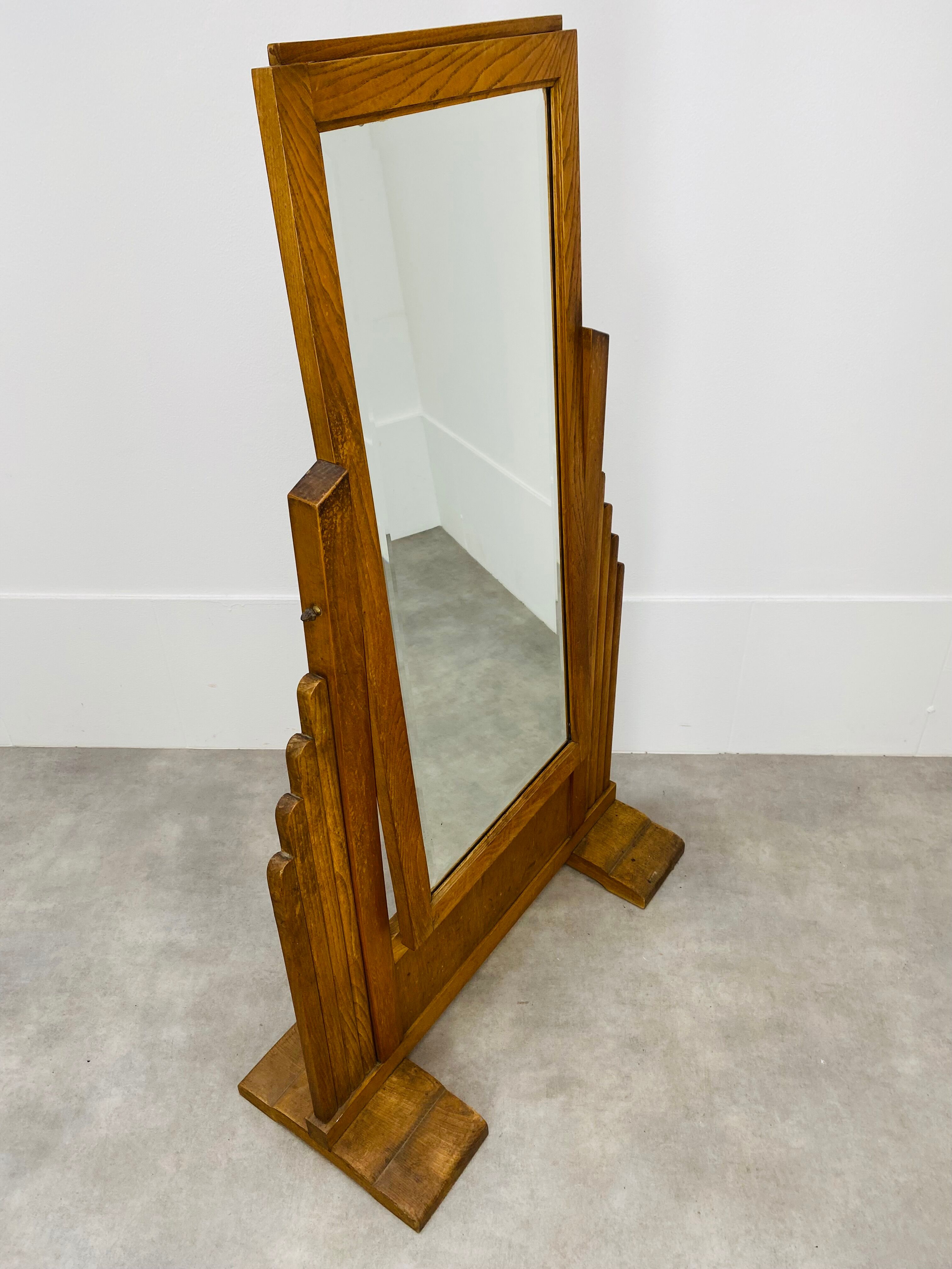 Mirror psyche art deco oak 1930