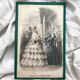 2 lithographs, antique fashion illustrations, under glass, 19th century