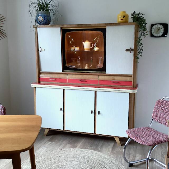 Vintage Formica wood sideboard
