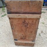 Old vintage wooden travel trunk