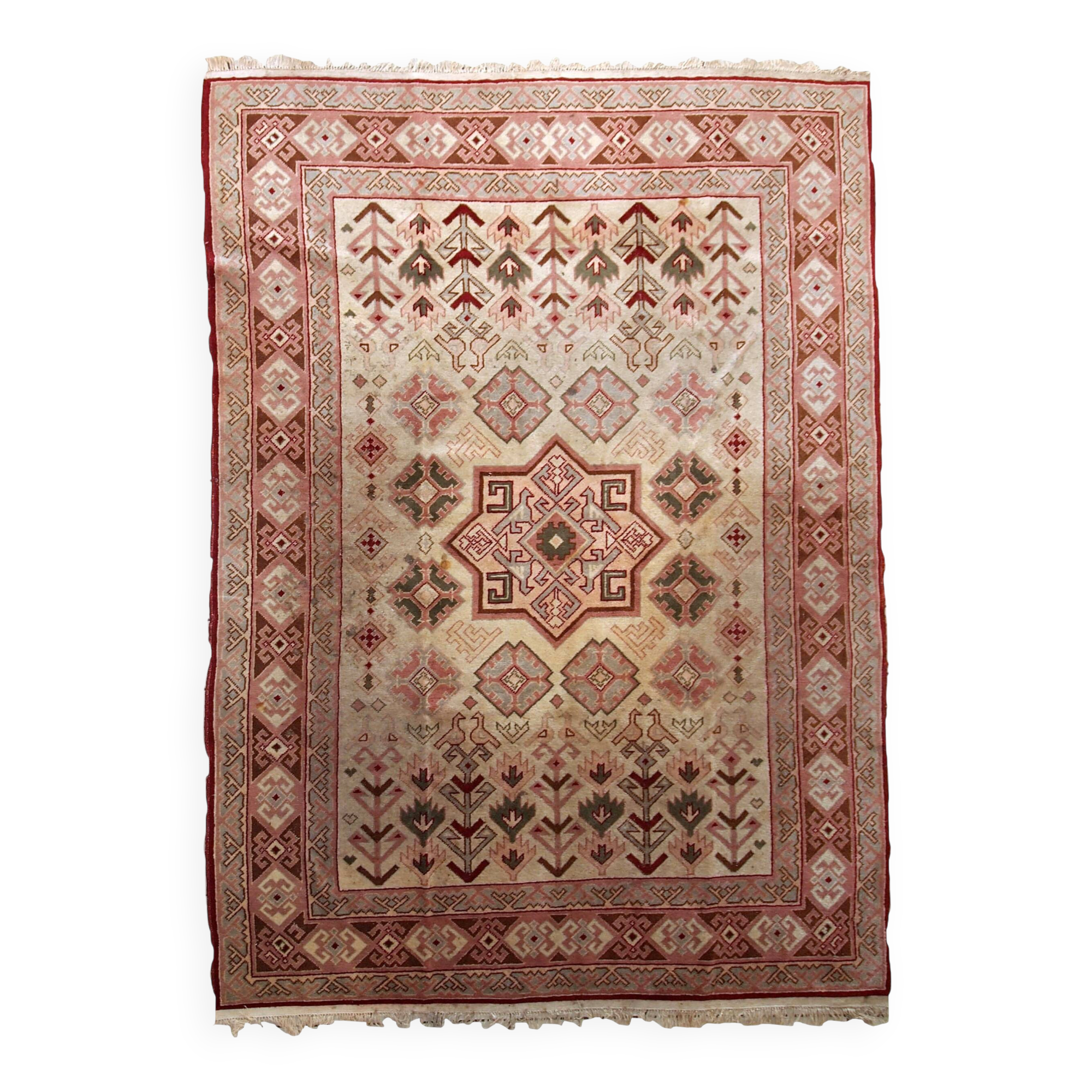 Tapis Vintage Sivas Turc en Laine, Années 1960, Design Géométrique