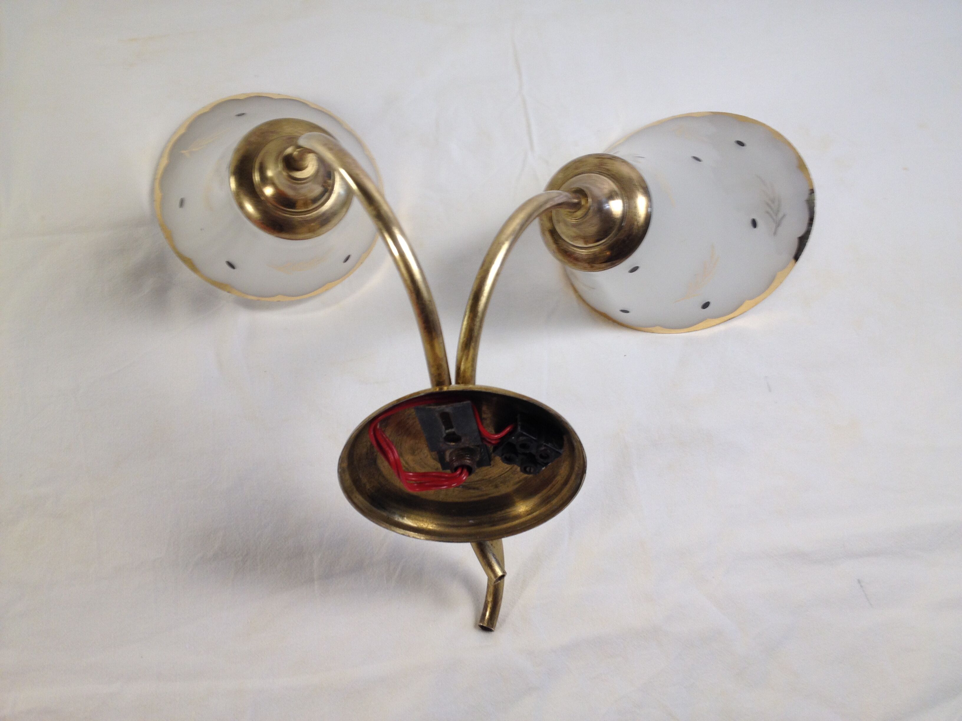 Tulip wall lamp 50s, Vintage, glass and brass