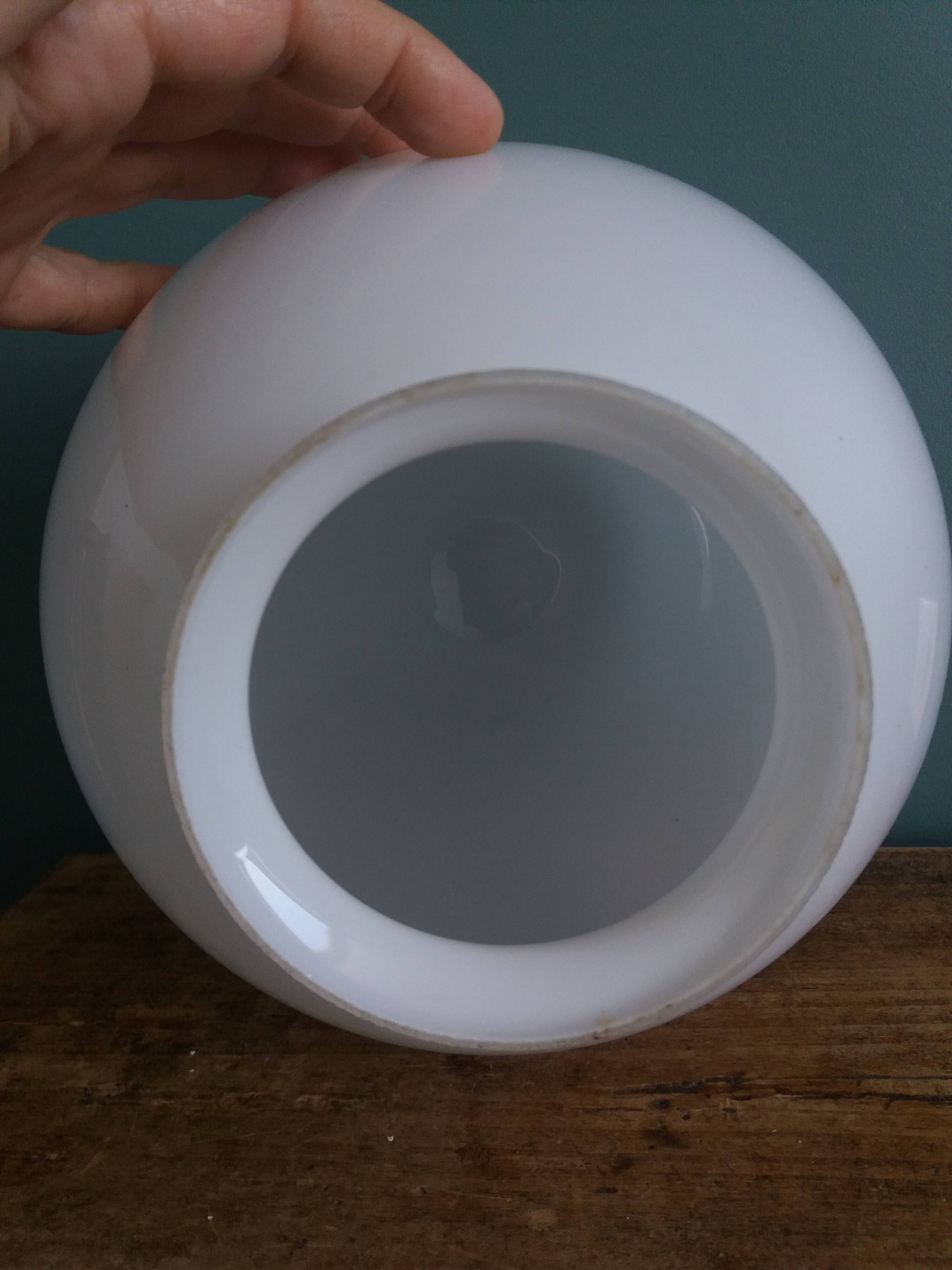 White glass opaline ball globe 20 cm