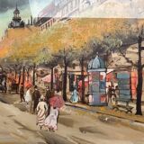 Tableau Gouache «Boulevard des Italiens» Paris Par Fred Bertrand (1915) + C