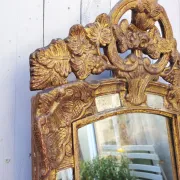 Golden wooden mirror, glazing, Italian, vintage decoration