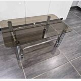 Coffee table in glass and chrome metal from the 70s