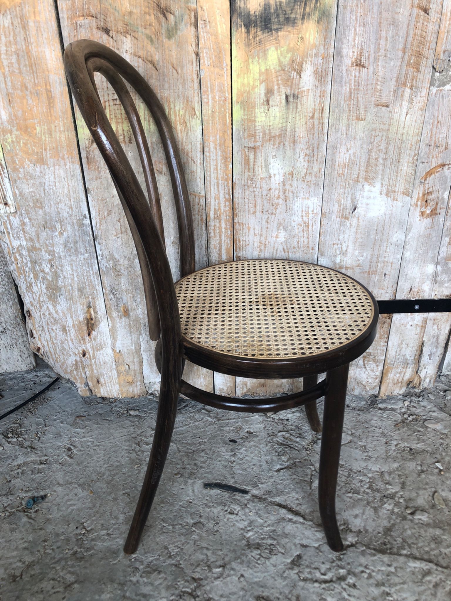Chair bistrot style thonet dark wood & seat cannée 70s vintage #a233