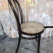 Chair bistrot style thonet dark wood & seat cannée 70s vintage #a233
