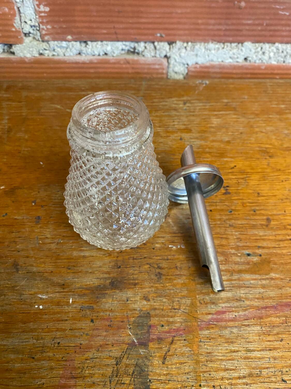 Vintage molded glass sugar bowl