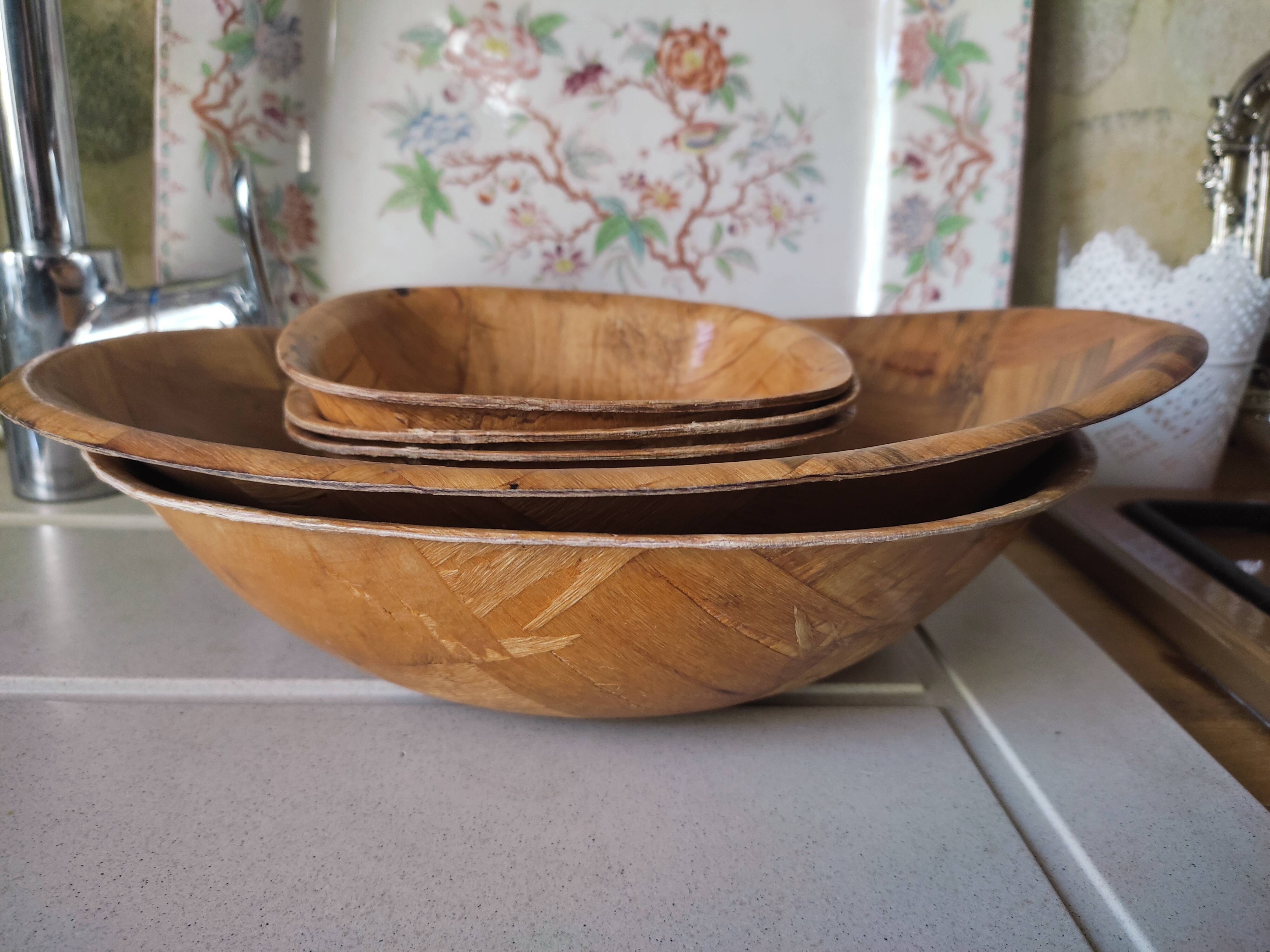 5 dishes in pressed laminated wood