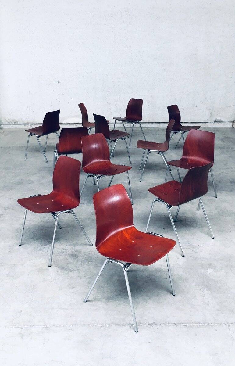 Mid-Century Design Stacking Chairs by Elmar Flötotto for Pagholz, Germany, 1960s, Set of 12