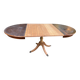Extendable round dining table with central leg, renovated in raw wood, 20th century