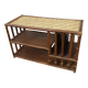 Table basse à rangements bois et rotin vintage 1960