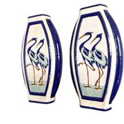 Pair of flat ceramic vases, KERALOUVE LA LOUVIERE