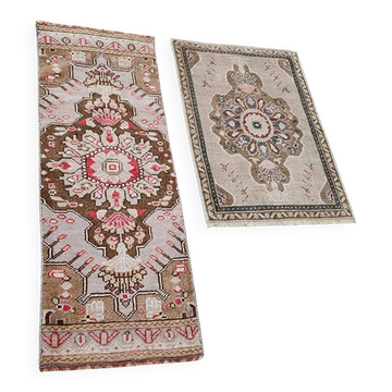 Lot de 2 tapis turcs vintage faits main
