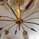 5-light brass chandelier 1950