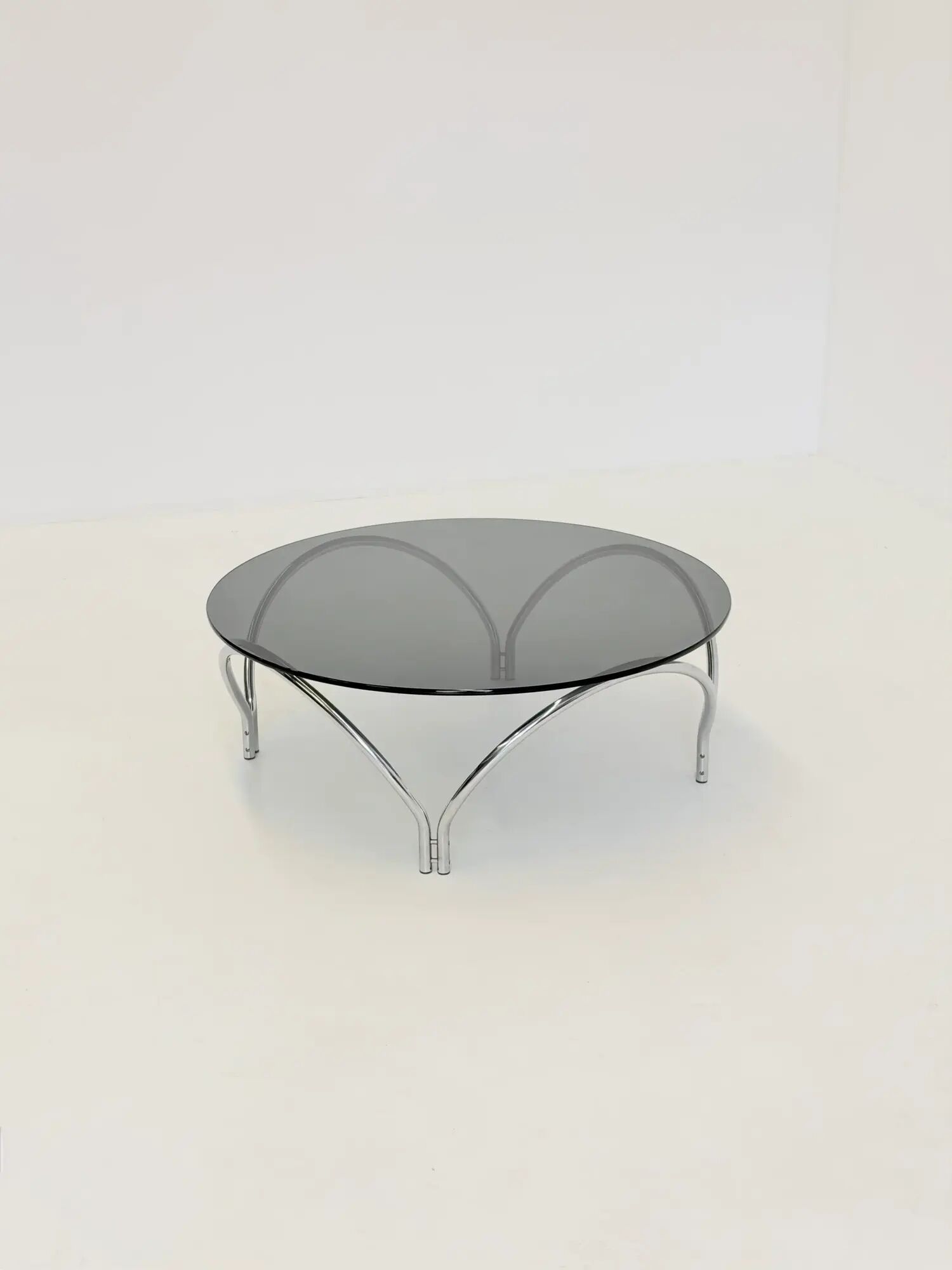 Table basse vintage Space Age en verre fumé et chrome