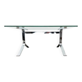 Joker coffee table in chrome and glass in mid-century Space Age style by Olivier Mourgue for Airborne, 1960s.