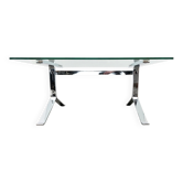 Joker coffee table in chrome and glass in mid-century Space Age style by Olivier Mourgue for Airborne, 1960s.