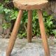 Brutalist tripod stool in solid elm from 1950.