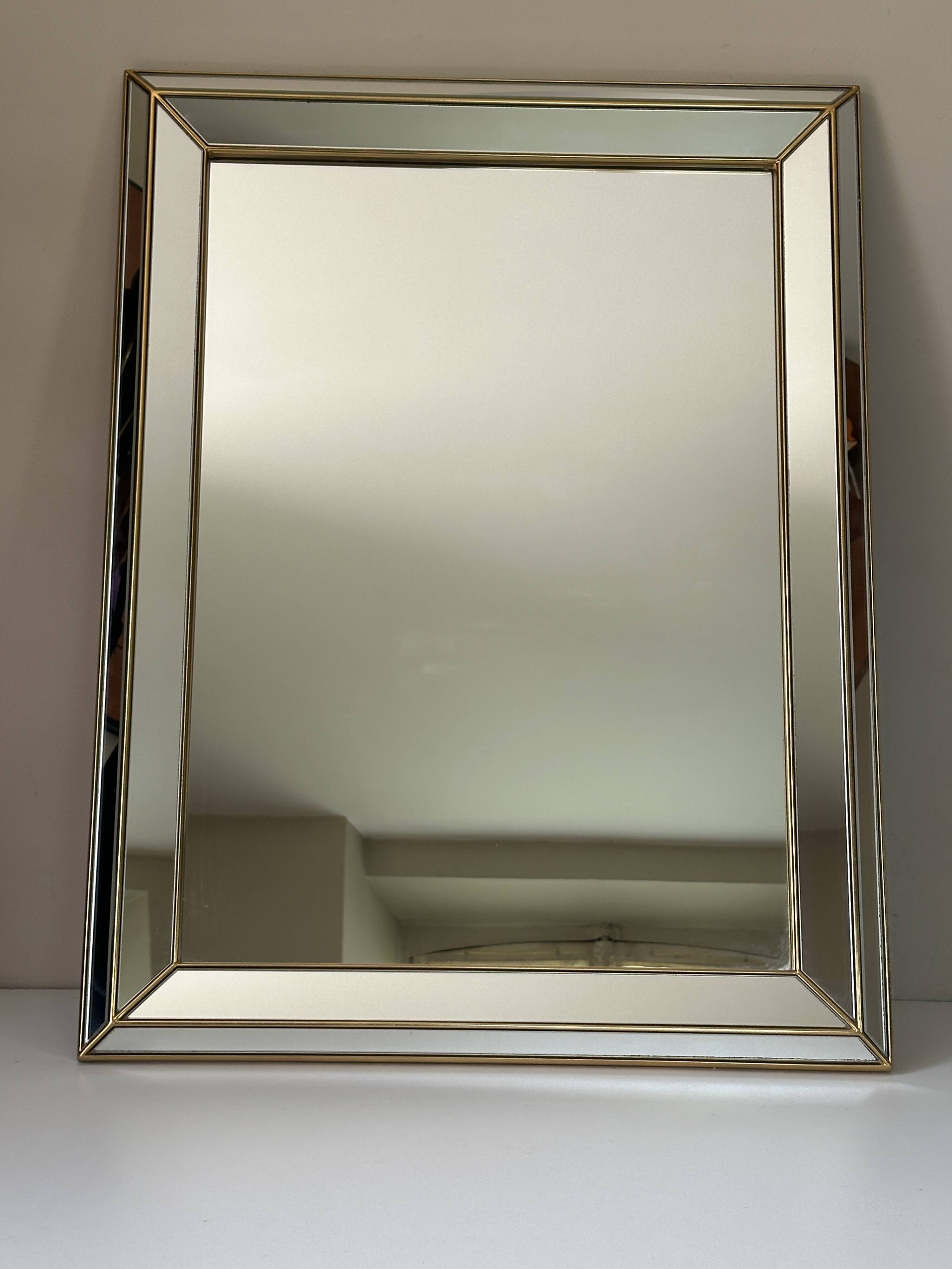 Mirror with glazing beads, Deknudt design, Belgium, 1970s
