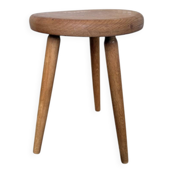 Tabouret tripode chêne doré